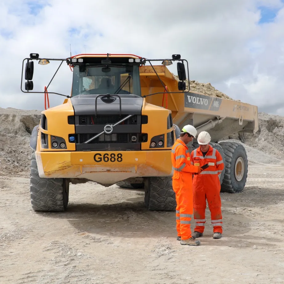 Chepstow Plant workmen standing in-front of truck